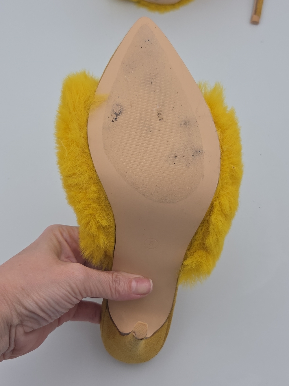 Cape Robbin Yellow Fuzzy Slide Mules Size 8 - Picture 7 of 12